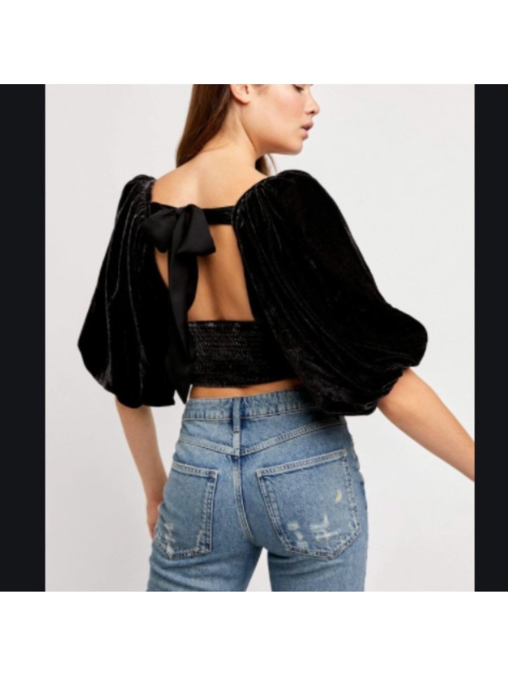 Free People Black Velvet Top - Picture 2 of 8